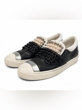 FENDI
Calfskin Studded Karlito Slip On